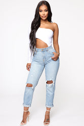 Keepin Me Stressed Boyfriend Jeans - Medium Blue Wash Ins Street